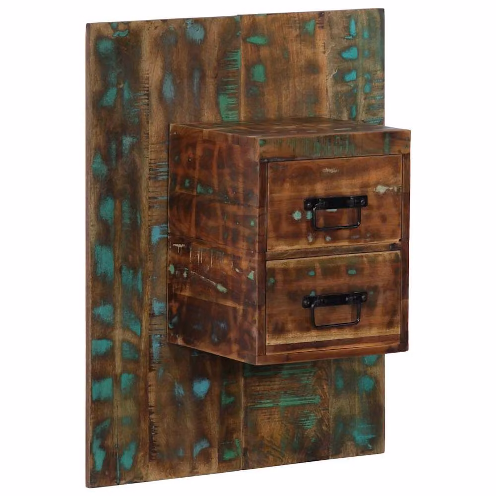 Berkfield Home Multicolour Reclaimed Solid Wood Bedside Cabinet, W/D/H: 60 x 32 x 80 cm – 2