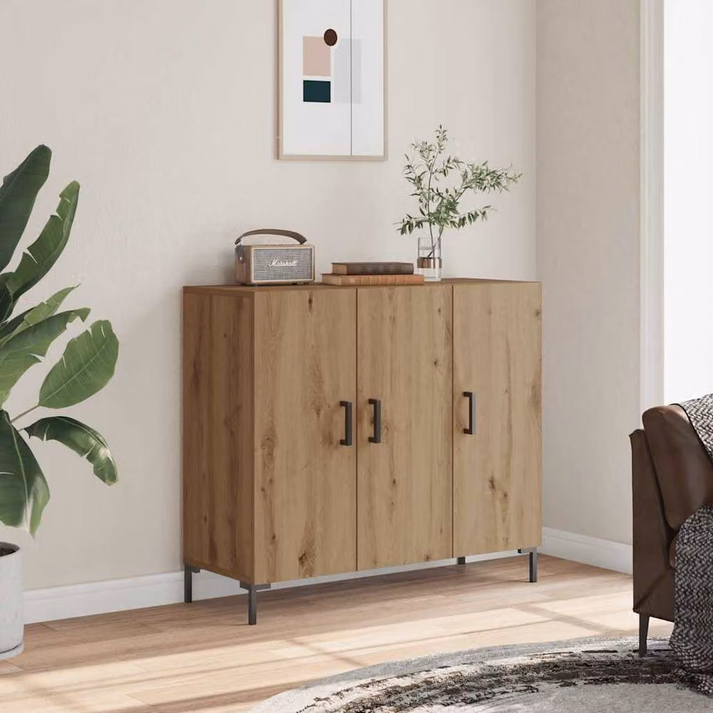 Berkfield Home Artisan Oak Sideboard in Brown, W/D/H: 90 x 34 x 80 cm – 2
