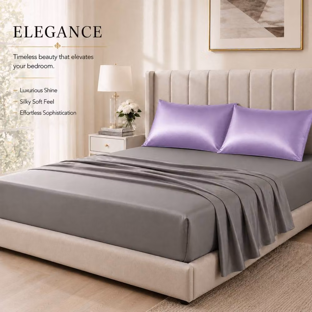 Pamposh Set of 6 Luxury Mako Satin Silk Pillowcases in Purple – 4