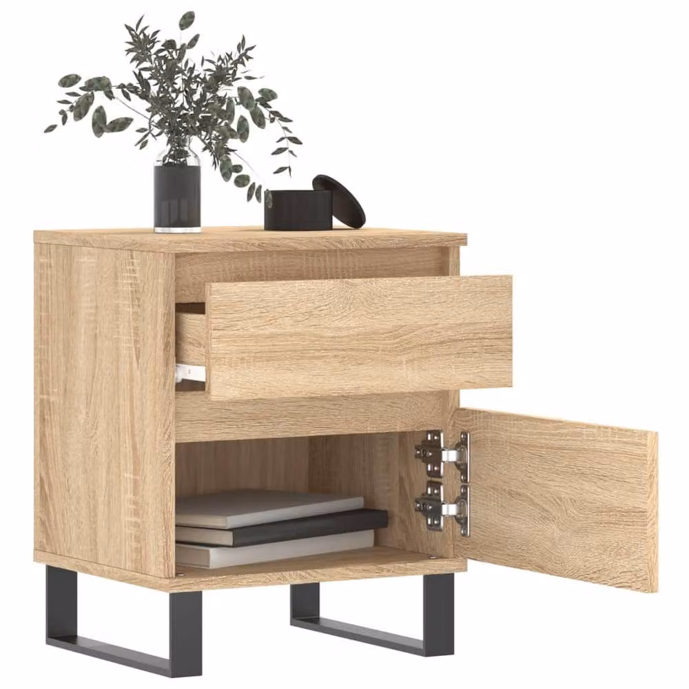 Berkfield Home Set of 2 Sonoma Oak Bedside Cabinets in Light Brown, W/D/H: 40 x 35 x 50 cm – 2