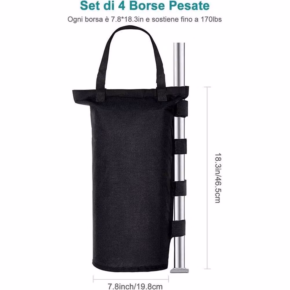 FLAVORA 4-Pack Large Gazebo Leg Pole Sandbags in Black Polyester – 2