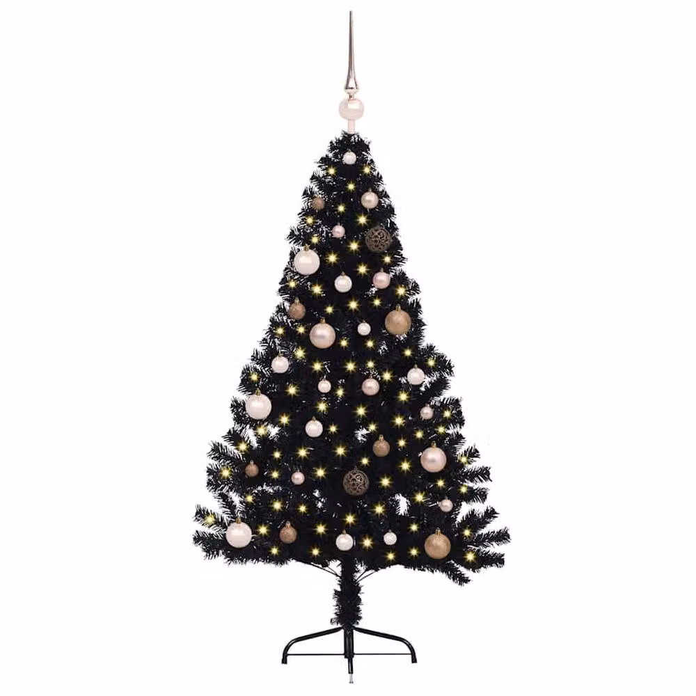 Berkfield Home Artificial Pre-lit Christmas Tree in Black, Height: 150 cm – 3
