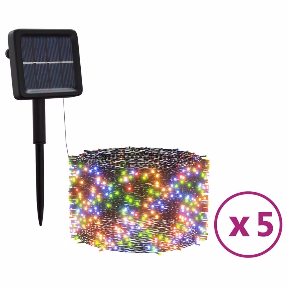 Berkfield Home Solar LED Fairy Lights, 5 x 200 RGB Multicolour Lights for Indoor and Outdoor Use – 2