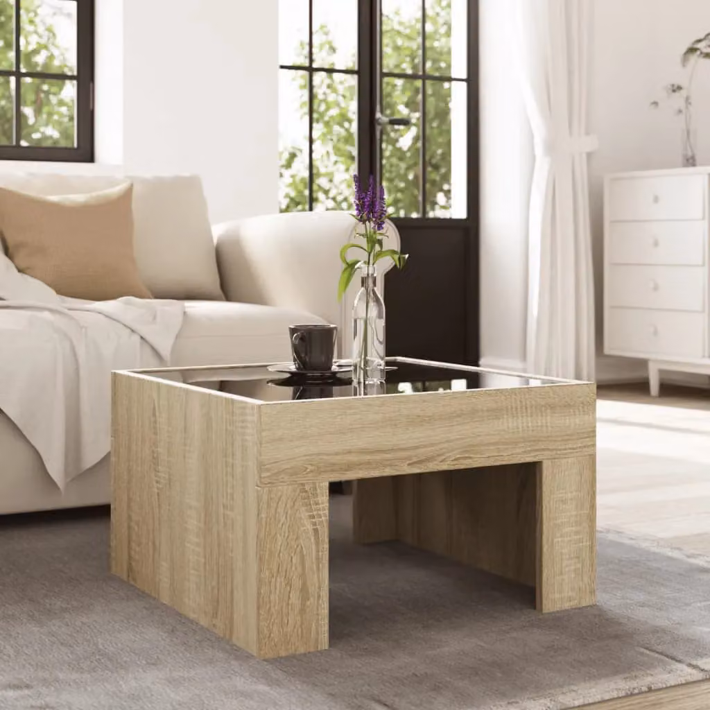 Berkfield Home Infinity LED Coffee Table in Sonoma Oak Brown, W/D/H: 50 x 50 x 30 cm – 4