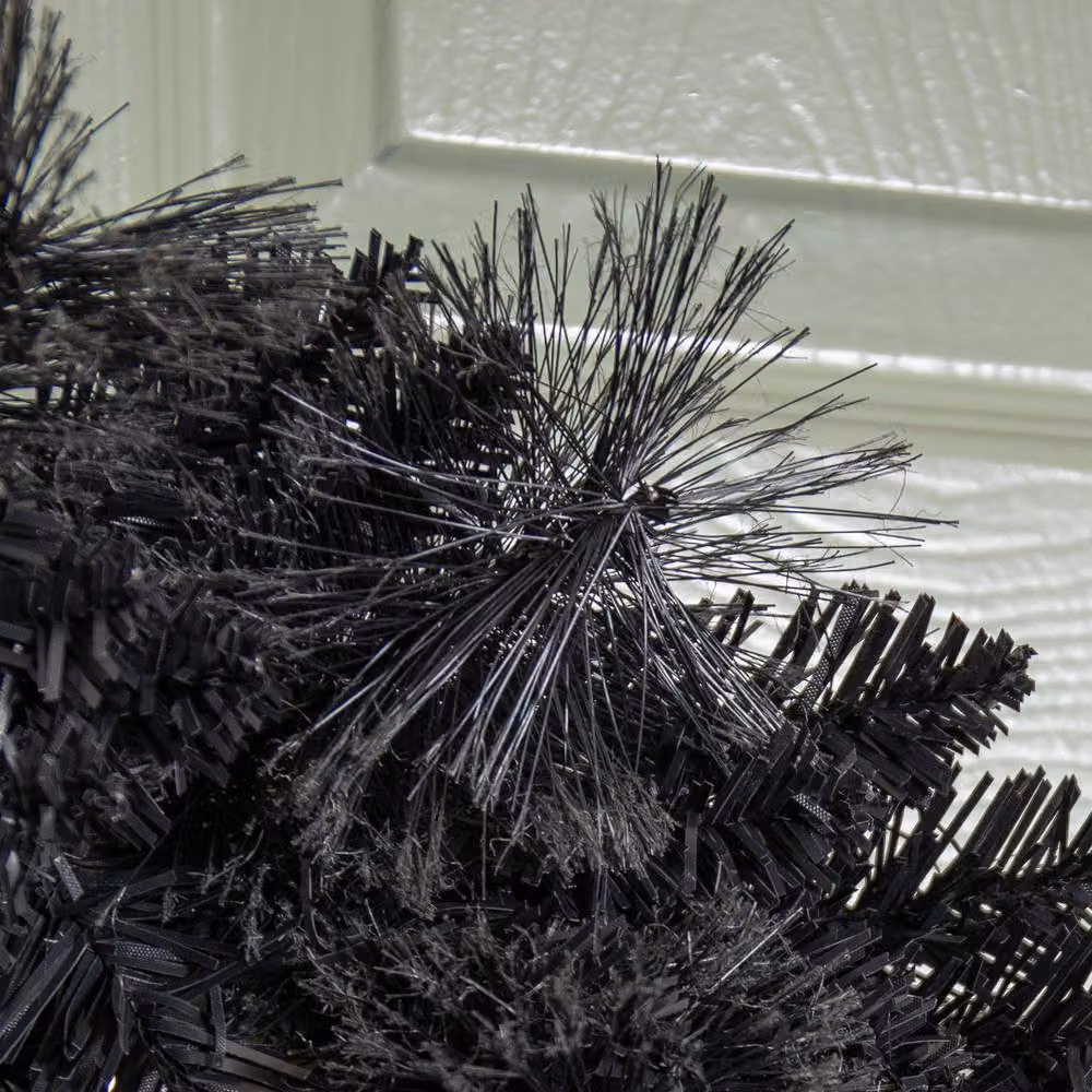Samuel Alexander Plain Black Tipped Hanging Artificial Wreath for Christmas and Halloween, Diameter: 50 cm – 4