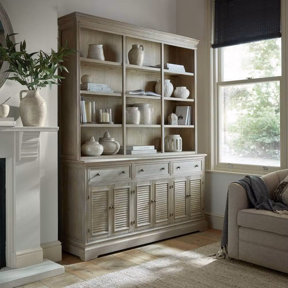 Lemon Pavilion Delphine Collection 3 Shelf Large Dresser Top in Brown Wood, H 163.0 x W 127.0 x D 32.0 cm – 4