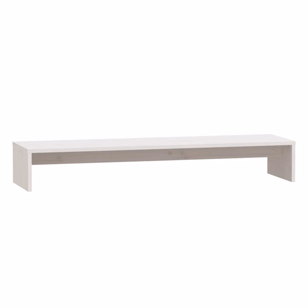 Berkfield Home White Solid Wood Pine Monitor Stand, W/D/H: 100 x 27 x 15 cm – 2