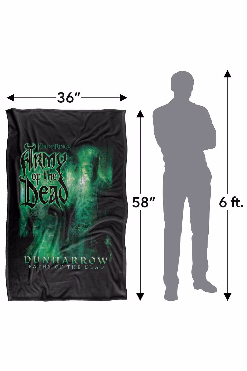 LOGOVISION Lord Of The Rings Army Of The Dead Homage Super Soft Silky Touch Fleece Throw Blanket, Multicolour, W: 91 cm, D: 147 cm – 8