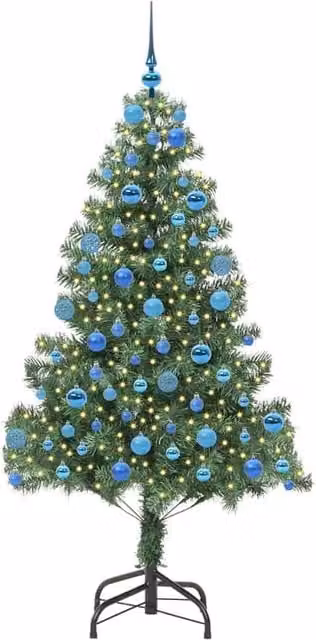 Berkfield Home Lush Green PVC Christmas Tree with 300 LEDs and Stand, Height: 180 cm
