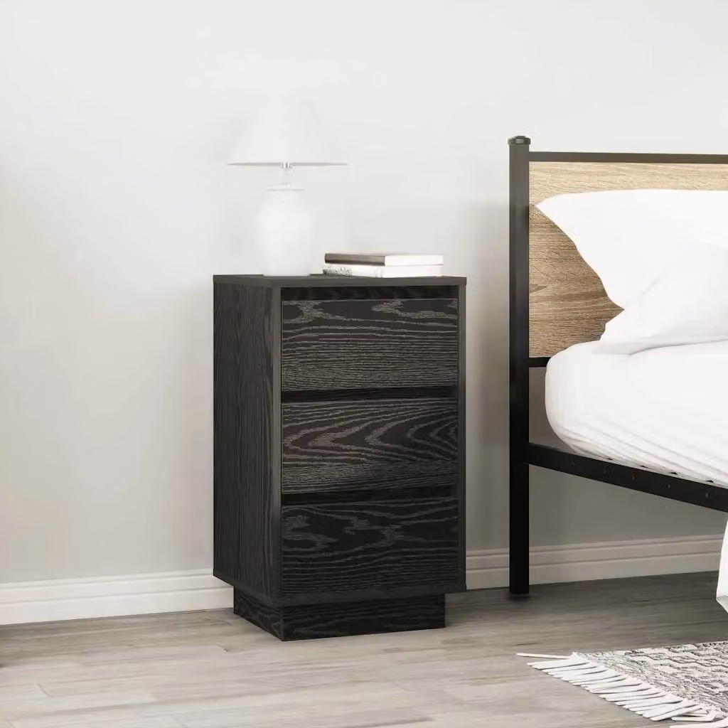 Berkfield Home Modern Black Bedside Cabinet with Integrated LED Lights W/D/H: 38 x 34 x 65 cm – 4