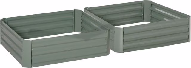 Outsunny Set of 2 Green Galvanised Steel Raised Garden Beds, 291L Elevated Planter Boxes for Flowers and Herbs, W/D/H: 100 x 100 x 30 cm