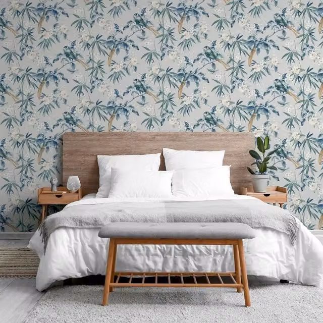 Arthouse Floral Birds Botanical Wallpaper in Grey