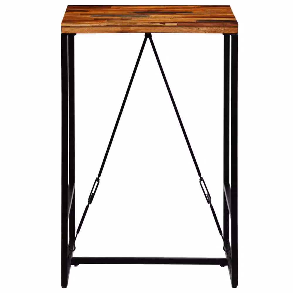 Berkfield Home Industrial Square Bar Table in Brown Solid Reclaimed Wood and Metal, W/D/H: 70 x 70 x 106 cm – 2