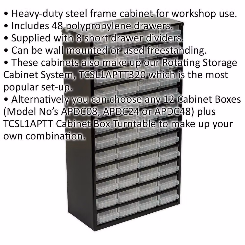 Loops 48 Drawer Parts Cabinet in Black, Wall Mounted or Standing, W/D/H: 30.5 x 15.5 x 55.5 cm – 2