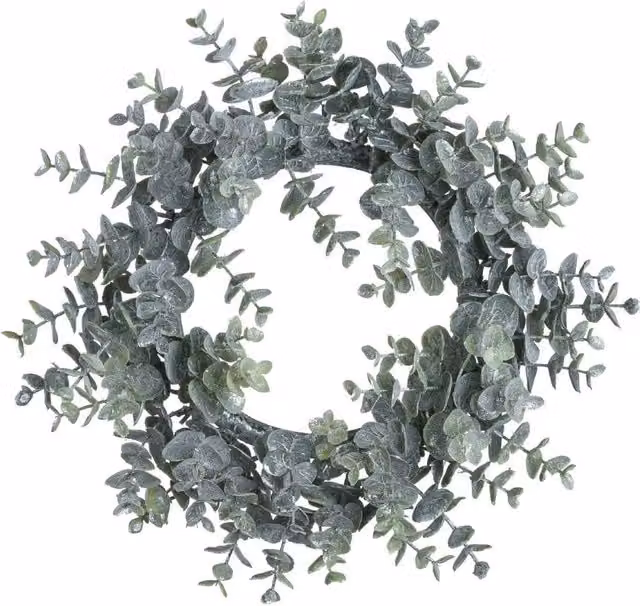 Wyld Haus Large Frosted Eucalyptus Candle Wreath in Green