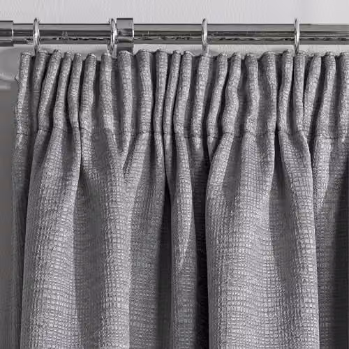 Enhanced Living Thermal Noise Reducing Dim Out Curtains in Grey and Silver, W: 117 cm, H: 229 cm – 2