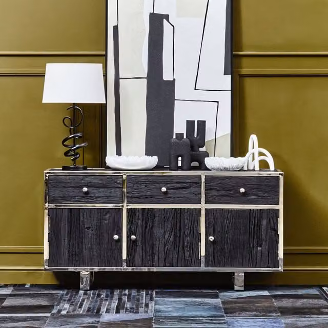 Orsina Matte Black 3-Door Wooden Sideboard and Buffet Storage Unit