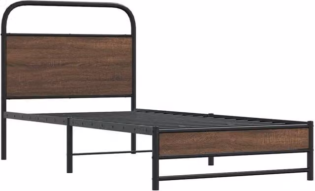 Berkfield Home Elegant Bed Frame in Brown Oak, W/D/H: 90 x 200 cm