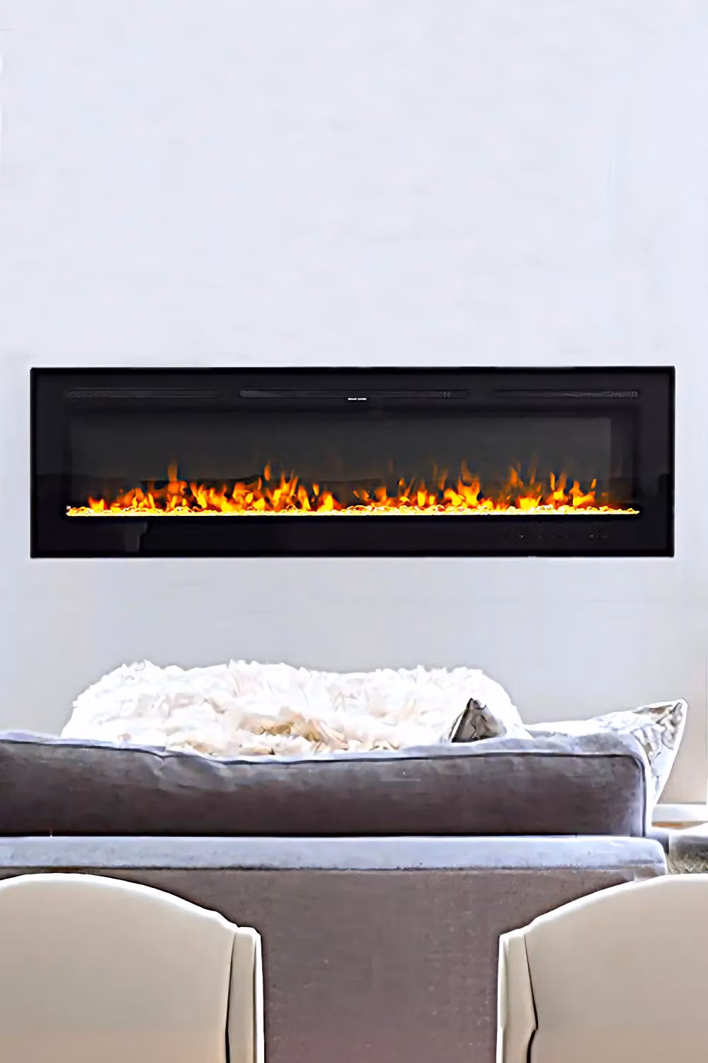 Living and Home 70 Inch Black Recessed and Wall Mounted Electric Fireplace with Remote – 2