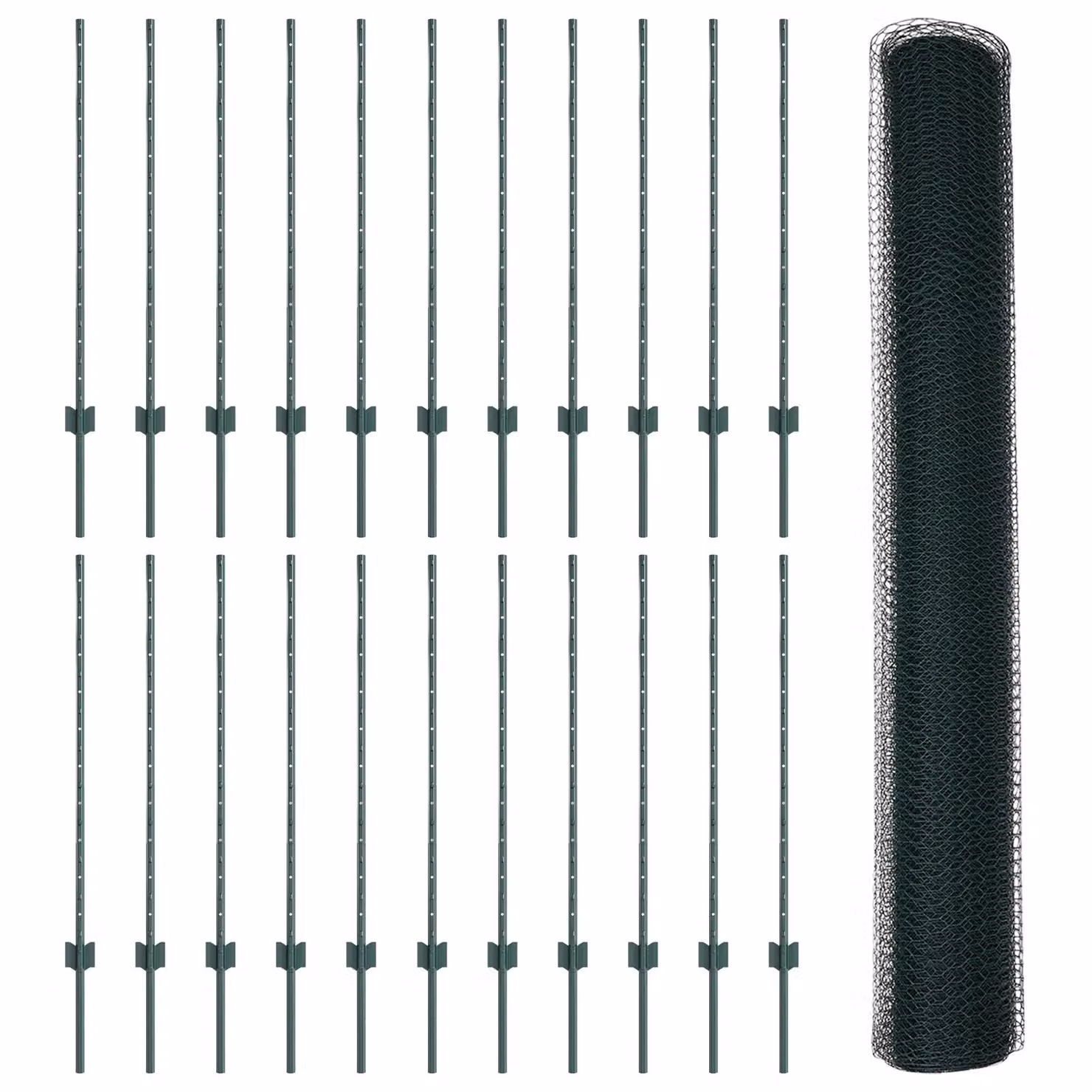 Berkfield Home Green Steel Hexagon Fence and U-Channel Fence Posts Set, 11 x 100 cm Posts and 50 m Fencing – 2