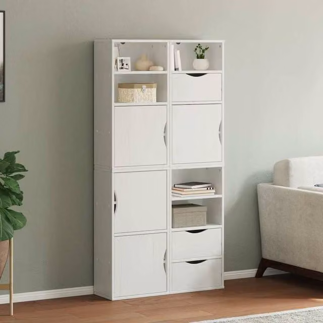 Berkfield Home ODDA Side Cabinets, 4 Piece Set in White Solid Wood Pine, W/D/H: 40 x 24 x 79 cm – 1