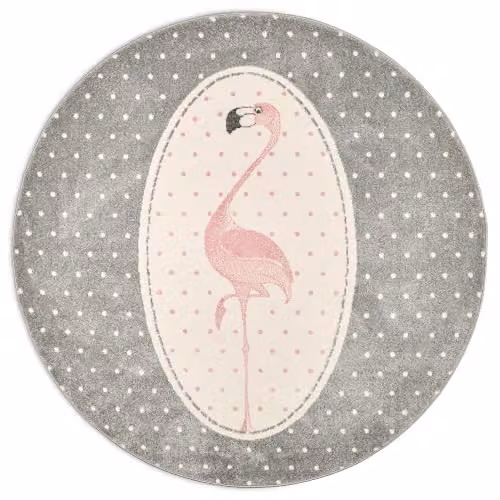 Bravich Pink Flamingo Kids Round Rug for Bedroom and Playroom, Diameter: 160 cm – 1