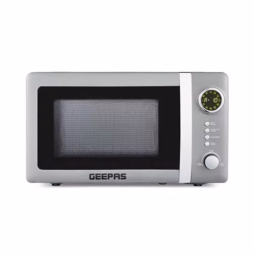 Geepas Retrovive 700W Digital Solo Microwave Oven, 20L, Grey – 1