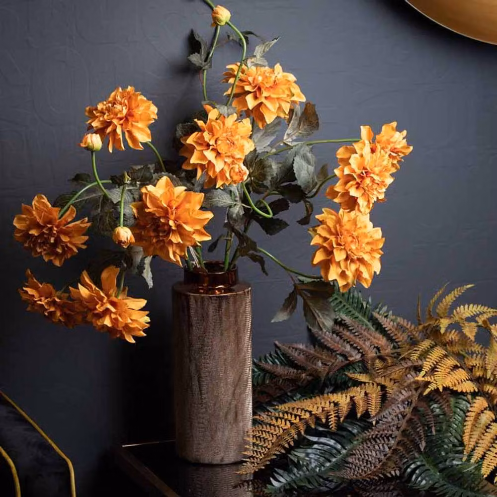 Lemon Pavilion Furniture and Decor Orange Dahlia Artificial Flower Spray, W: 31 cm, D: 31 cm, H: 115 cm – 2
