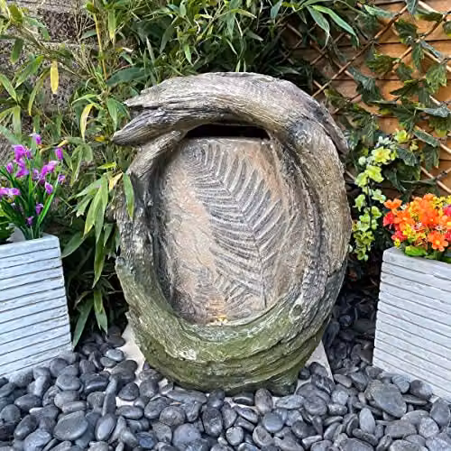 Tranquility Fossil Leaf Mains Powered Cascade Water Feature in Grey, W/D/H: 56 x 45 x 21 cm – 2