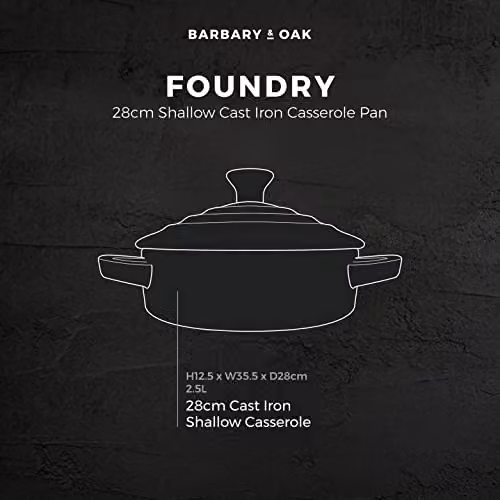 Tower Enamelled Cast Iron Shallow Casserole Pan, Cream – 8