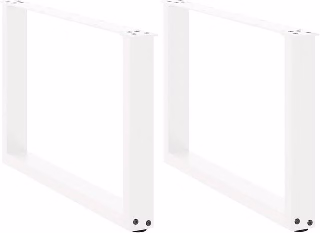 Berkfield Home U-Shaped Steel Coffee Table Legs, 2 Pieces, White, H: 60 cm, W: 42-43 cm