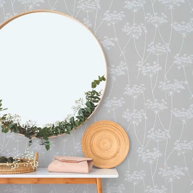 Superfresco Easy Aura Floral Botanical Wallpaper in Sage Green and Grey