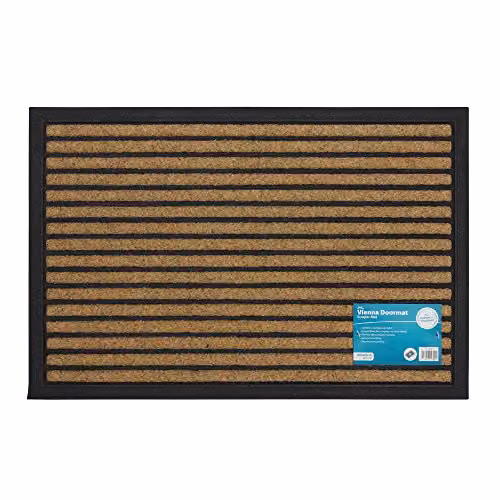 JVL Vienna Brown Striped Rubber Backed Scraper Doormat, W: 40 cm, D: 60 cm – 1