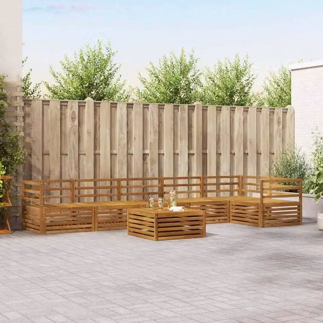 Berkfield Home 7 Piece Outdoor Sofa Set in Brown Wood – 1
