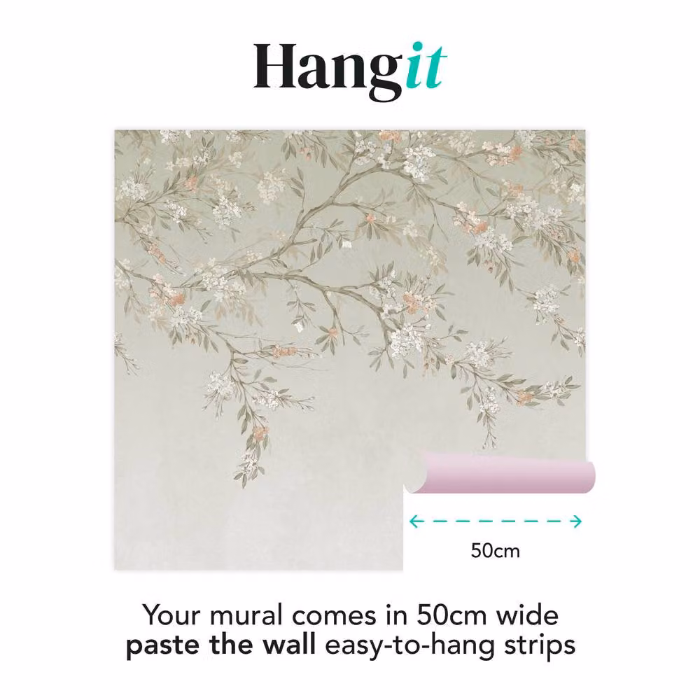 Superfresco Easy Blossom Trail Sage Print Floral Wallpaper Mural in Green and Pink, W: 300 cm, H: 280 cm – 2