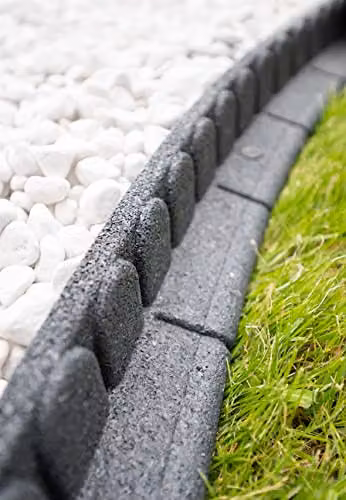 Garden Gear Grey Stone Effect Recycled Rubber Flexi-Edge Garden Border, Pack of 4 – 5