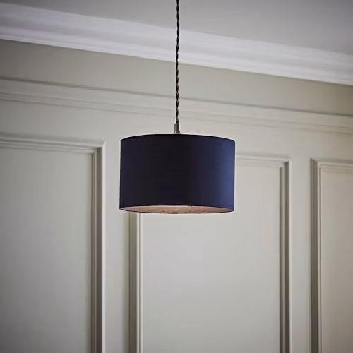 ValueLights Reni Modern Blue Fabric Cylinder Drum Ceiling Lamp Shade, Width: 35 cm – 4