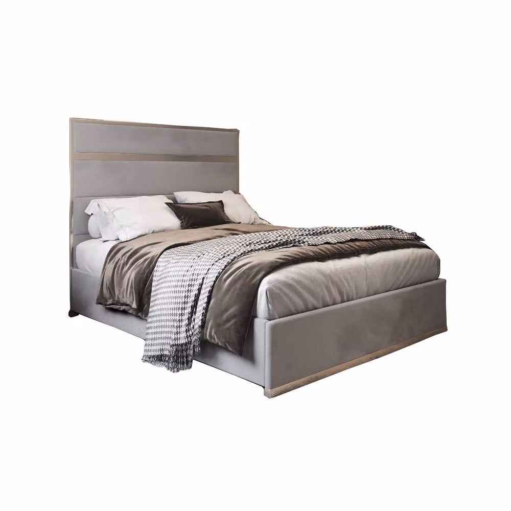 Casani Fleetwood Upholstered Soft Velvet Designer Bed Frame in Grey, W/D/H: 120 x 200 x 137 cm – 3