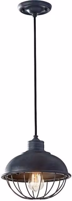 Netlighting Urban Renewal Industrial 1 Light Ceiling Pendant in Grey Antique Forged Iron with E27 Socket – 1