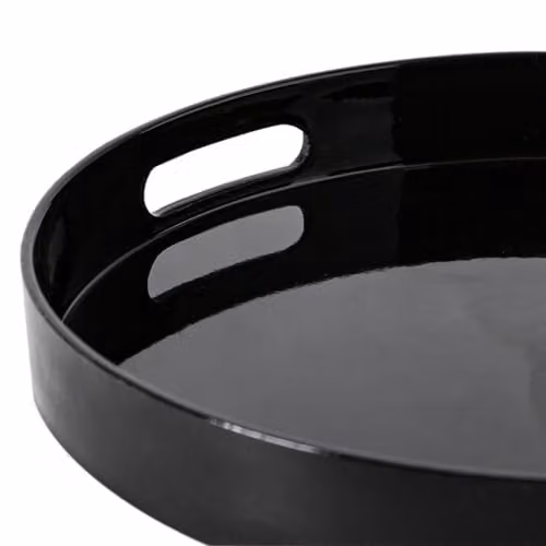 Argon Tableware Pack of 3 Round Melamine Serving Trays with Handles, Black, Diameter: 33 cm – 2