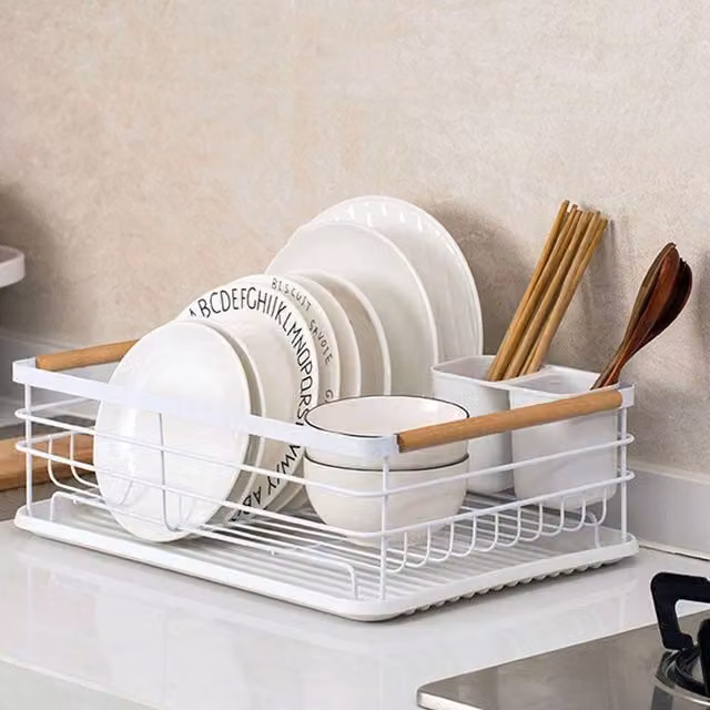 KORVIXA White Metal Wire Dish Drainer and Cutlery Holder – 1