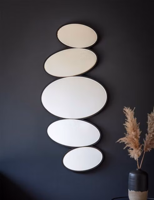 Gallery Direct Anderson Pebble Stack Extra Large Modern Organic Wall Mirror in Black