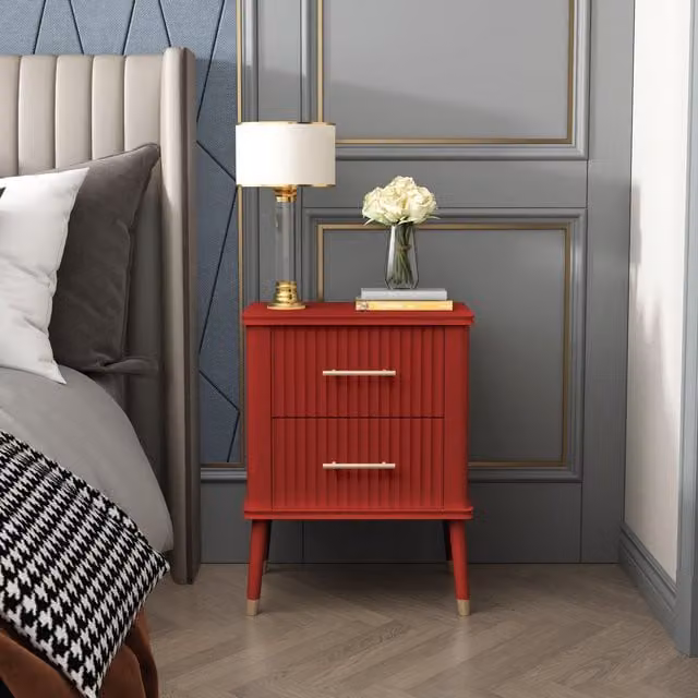 Cabinet Bits Cozzano 2 Drawer Bedside Table in Red – 1