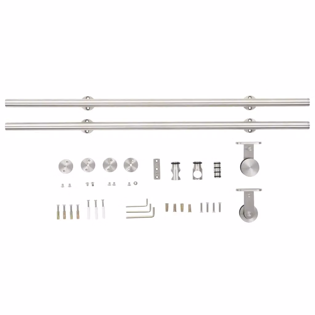 Berkfield Home Sliding Door Hardware Kit, Stainless Steel, Silver, 183 cm – 2