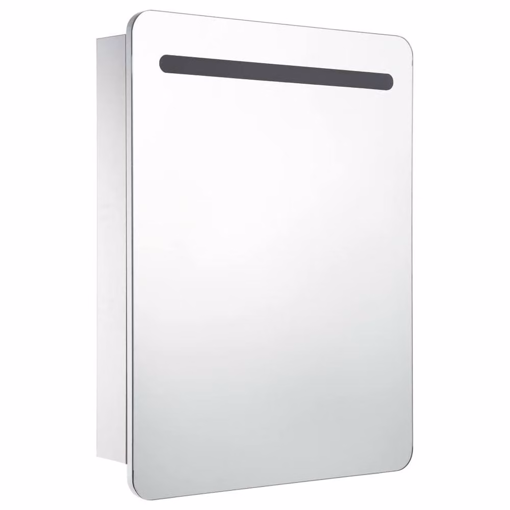 Berkfield Home LED Bathroom Mirror Cabinet in White, W/D/H: 60 x 11 x 80 cm