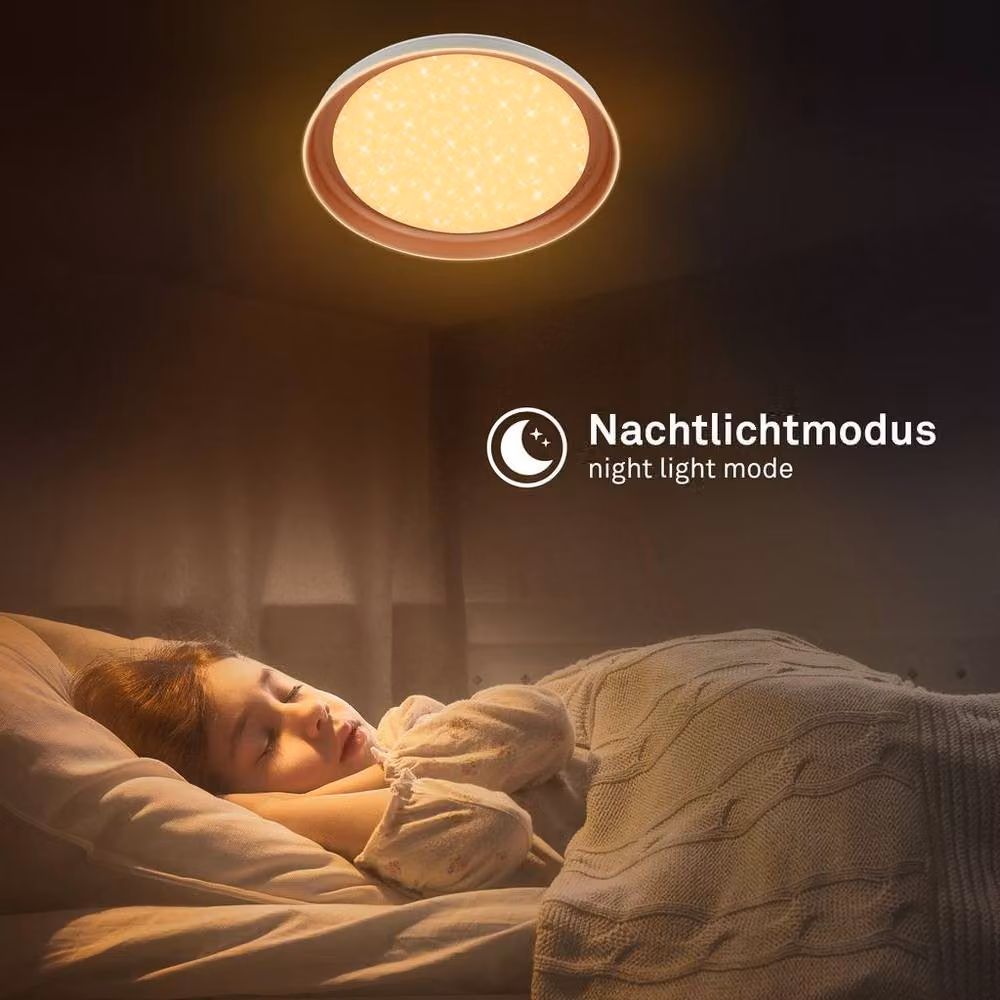 Briloner LED Ceiling Light with Starry Sky Effect, Dimmable with Remote Control and Timer, Warm Grey Coffee, W/D/H: 43 x 43 x 8 cm – 5