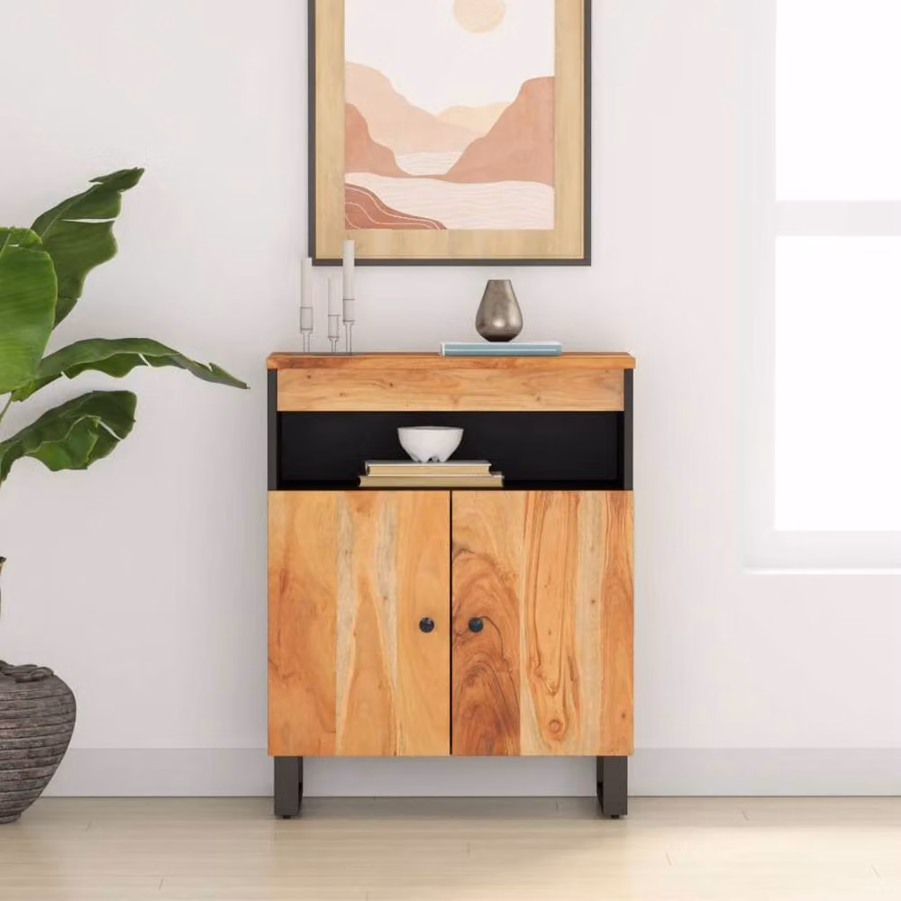 Berkfield Home Industrial Sideboard with 2 Doors in Brown Solid Acacia Wood, W/D/H: 60 x 33 x 75 cm – 2