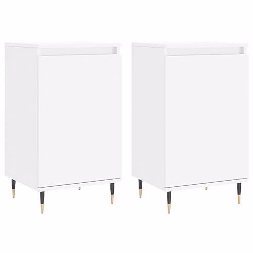 vidaXL Set of 2 Modern White Sideboards in Engineered Wood, W/D/H: 40 x 35 x 70 cm