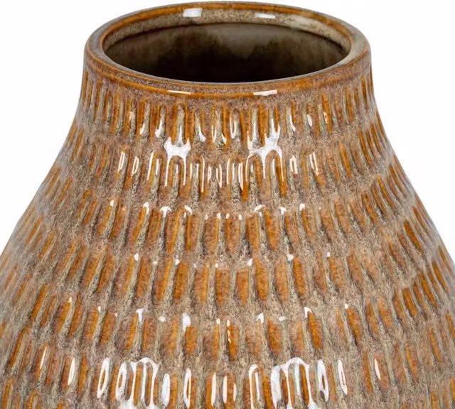 KDMK Sabbia Collection Medium Textured Ceramic Vase in Brown
