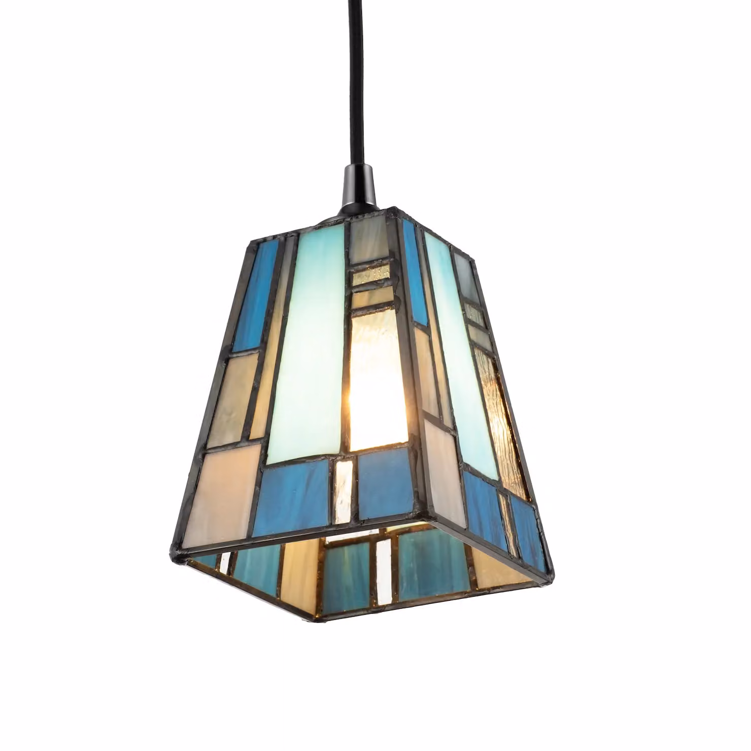 Happy Homewares Art Deco Tiffany Glass Pendant Shade in Blue and Grey – 1